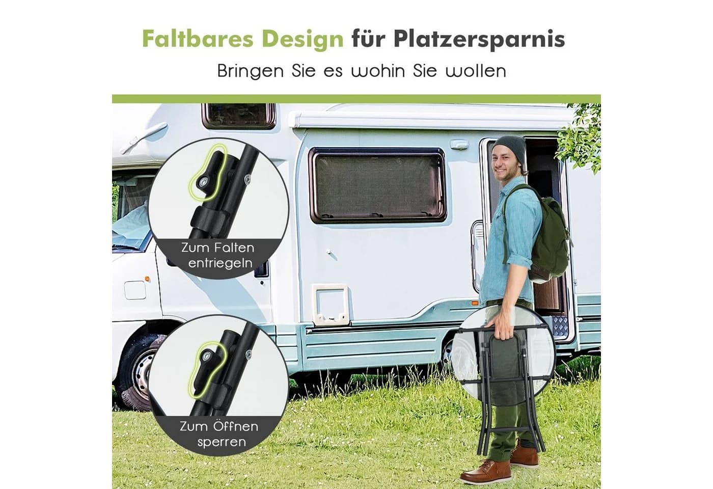 COSTWAY Bistrotisch Gartentisch Rund 46 cm Gehärtetes Glas - Bild 4