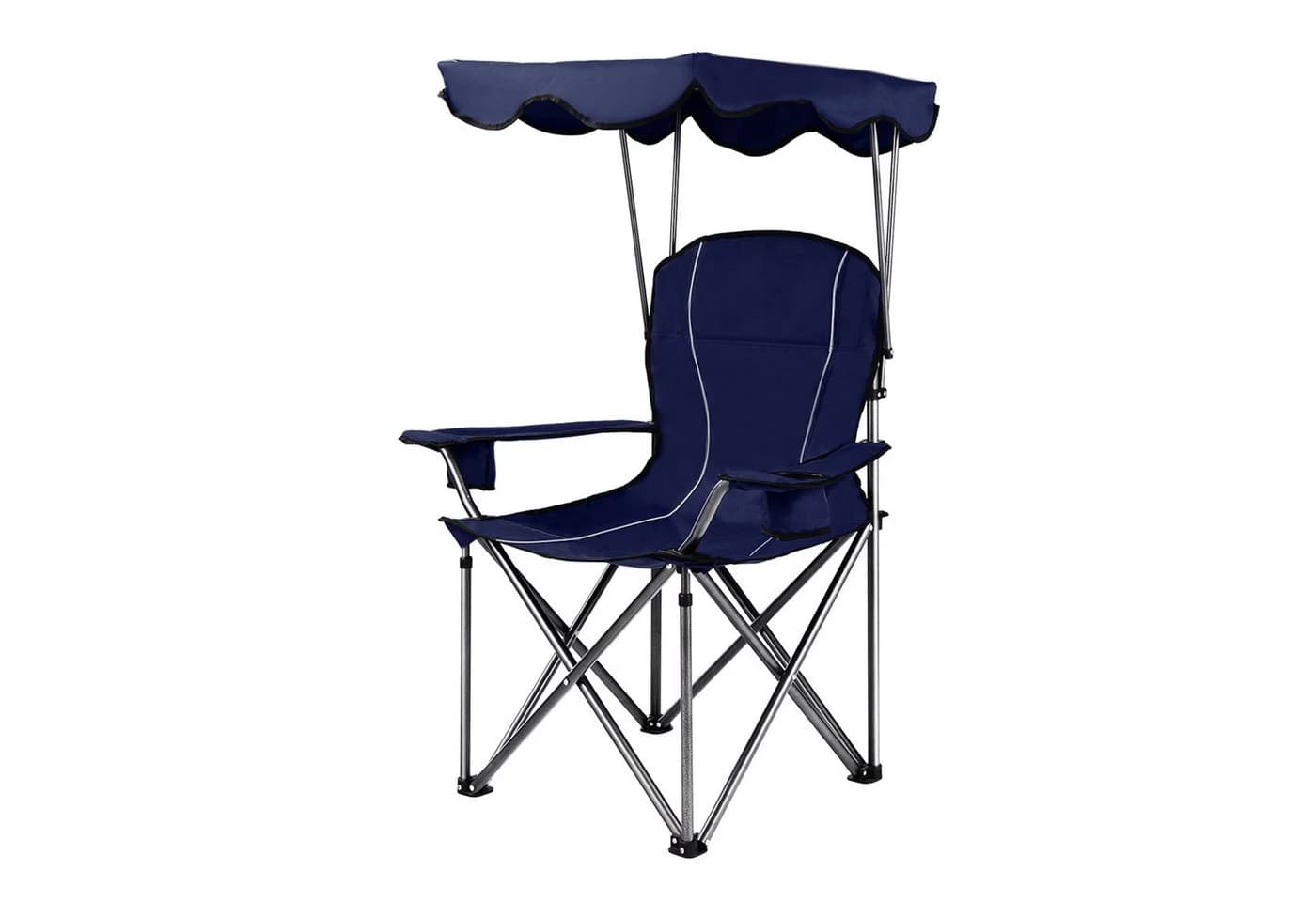 COSTWAY Campingstuhl mit Sonnendach & Tragtasche Blau - Bild 2