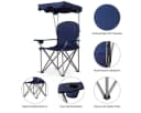 COSTWAY Campingstuhl mit Sonnendach & Tragtasche Blau Bild 4