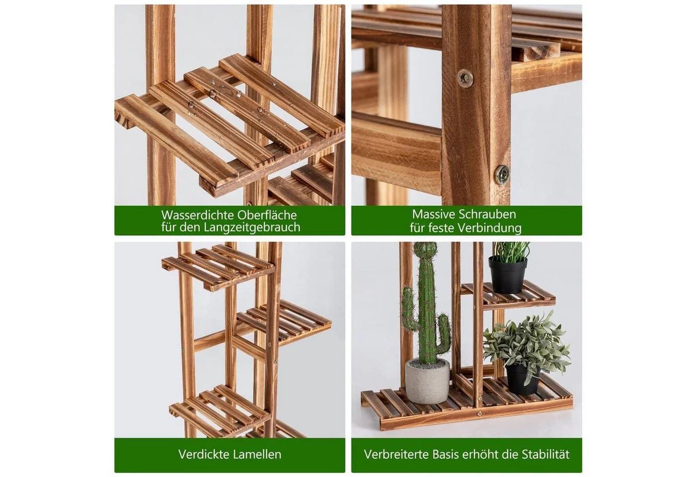 COSTWAY Pflanzentreppe 5 Ebenen Braun Kiefernholz - Bild 5