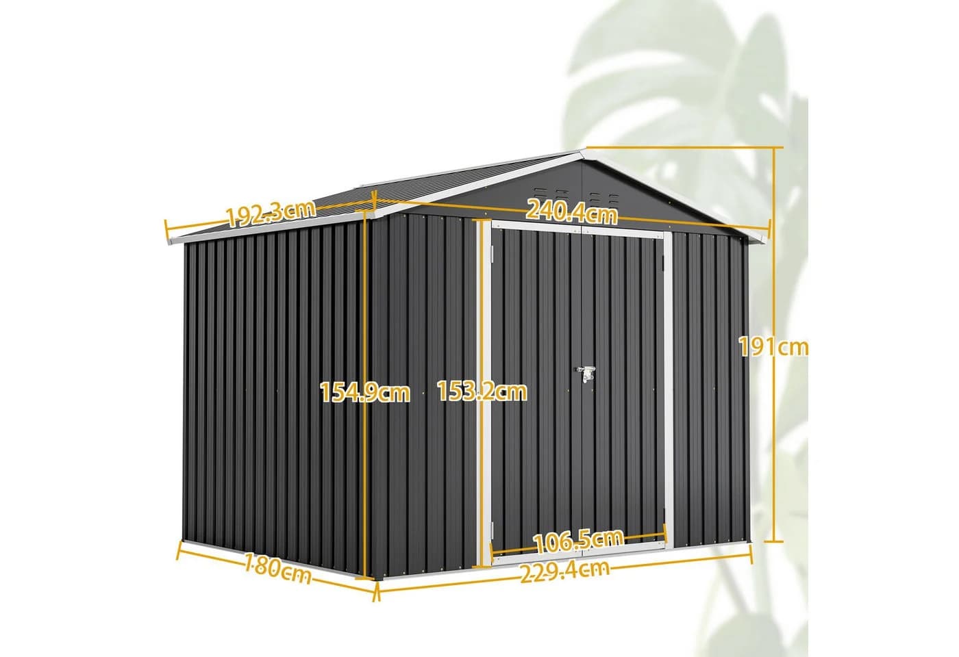 GIHAUVIA Gartenhaus Metall Gerätehaus Schwarz mit Pultdach