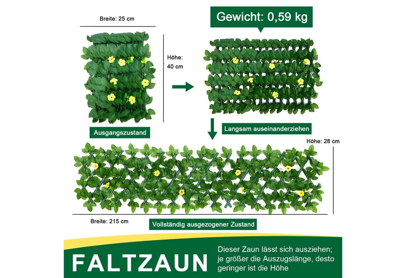 HEYHIPPO Kunsthecken-Sichtschutz Erweiterbar mit Gelben Rosen - Bild 3