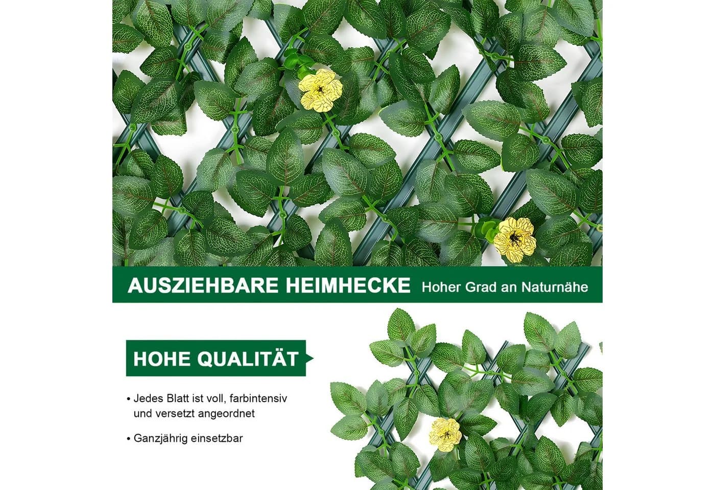 HEYHIPPO Kunsthecken-Sichtschutz Erweiterbar mit Gelben Rosen - Bild 4