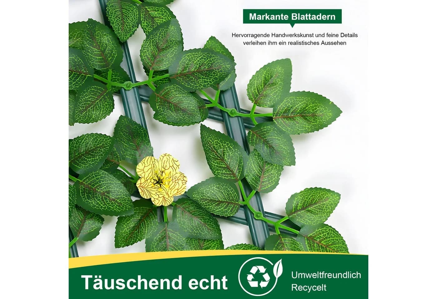 HEYHIPPO Kunsthecken-Sichtschutz Erweiterbar mit Gelben Rosen - Bild 5