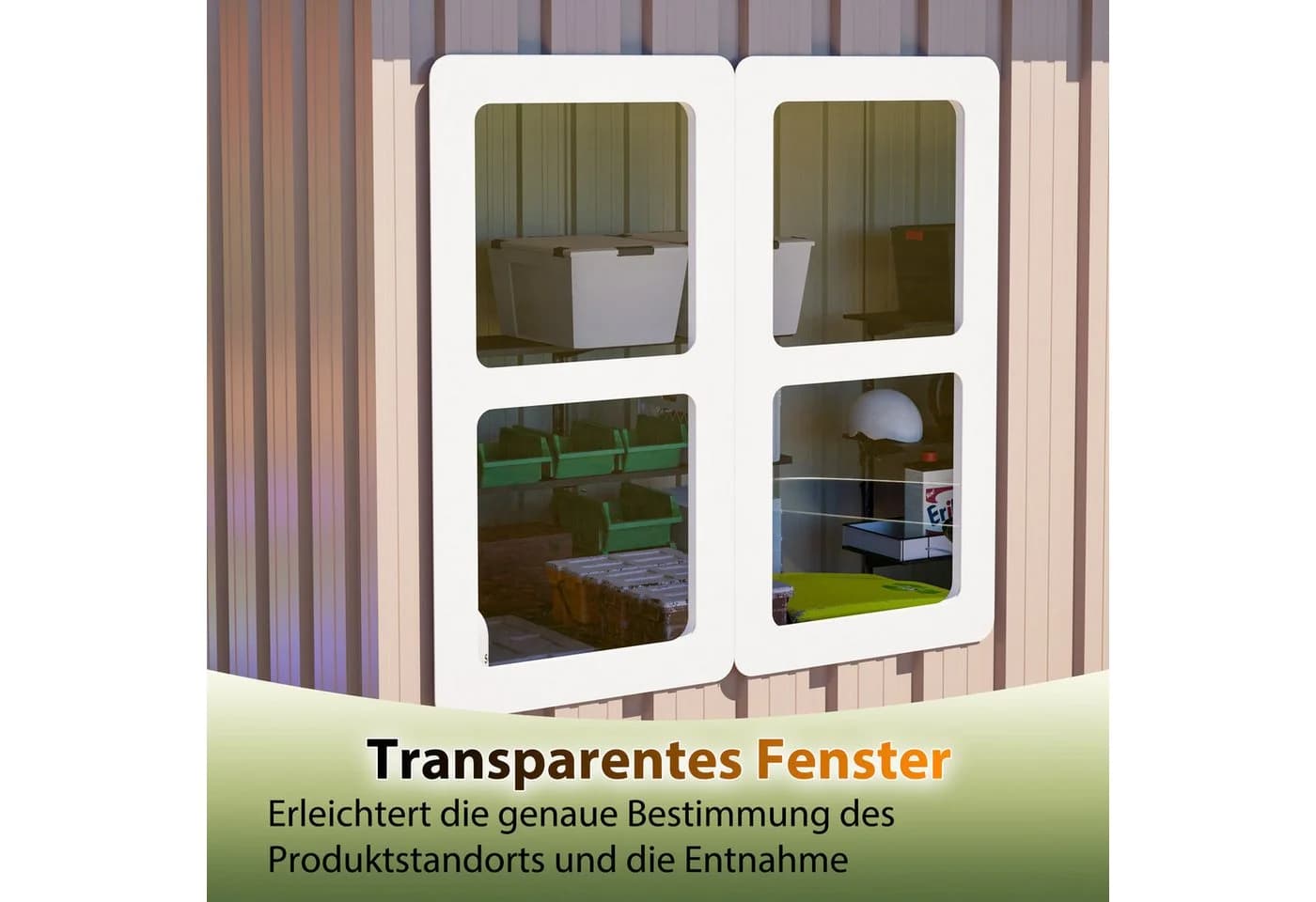 GIHAUVIA Gerätehaus Metall 184x182x191cm mit Fenster & Flügeltür - Bild 5
