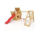 bibex Spielturm Wunderhäuschen M120 mit Rutsche, 2x Schaukel, Kletternetz, Grün Bild 1