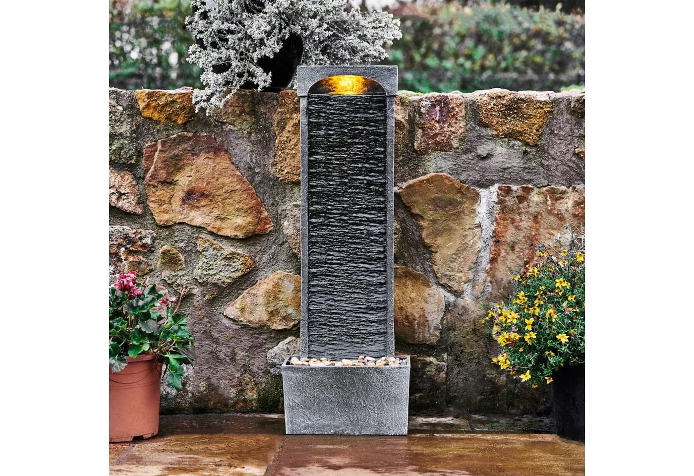 Teamson Home Gartenbrunnen Polyresin Schwarz mit LED-Beleuchtung - Bild 4