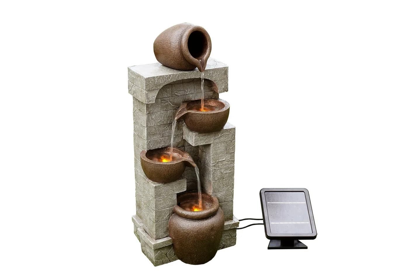 Teamson Home Gartenbrunnen Solarbrunnen LED Polyresin Braun 72 cm - Bild 2