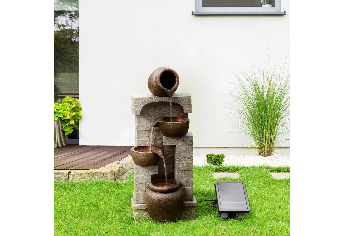 Teamson Home Gartenbrunnen Solarbrunnen LED Polyresin Braun 72 cm - Bild 4
