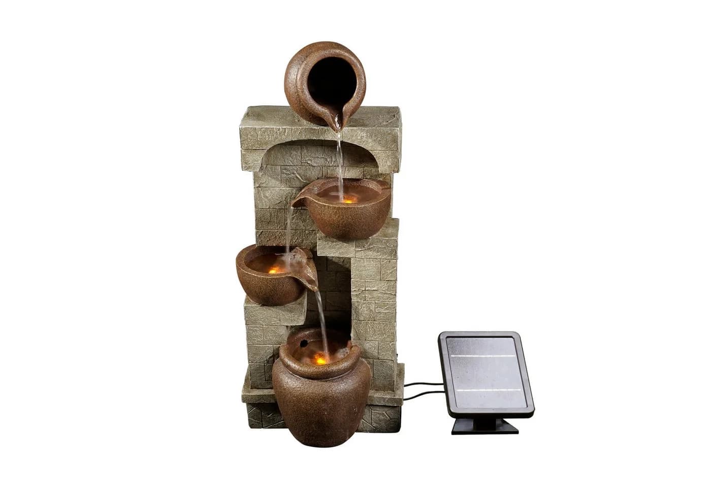 Teamson Home Gartenbrunnen Solarbrunnen LED Polyresin Braun 72 cm - Bild 5