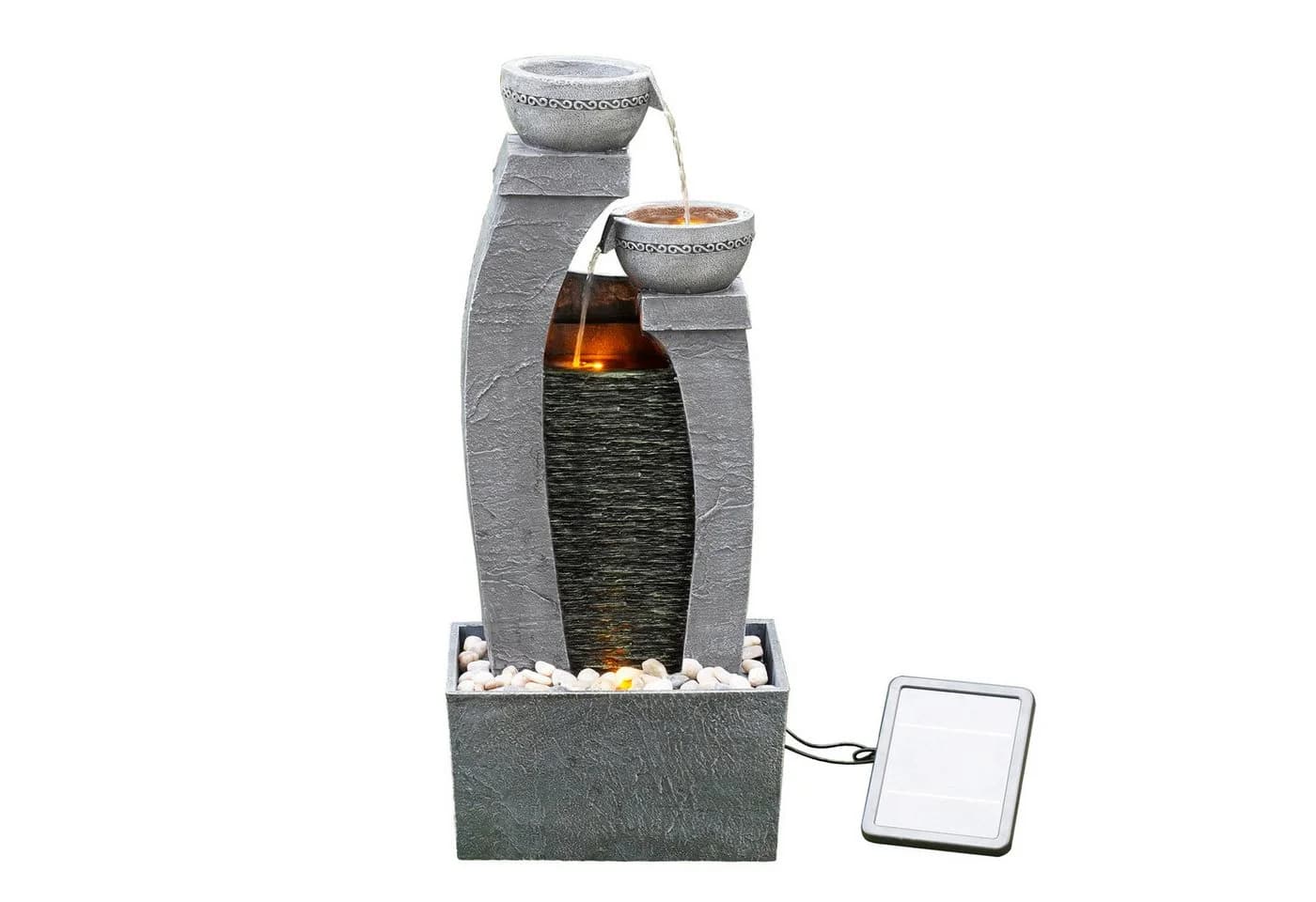 Teamson Home Gartenbrunnen Solarbrunnen 3 Ebenen Polyresin Grau 76 cm - Bild 2