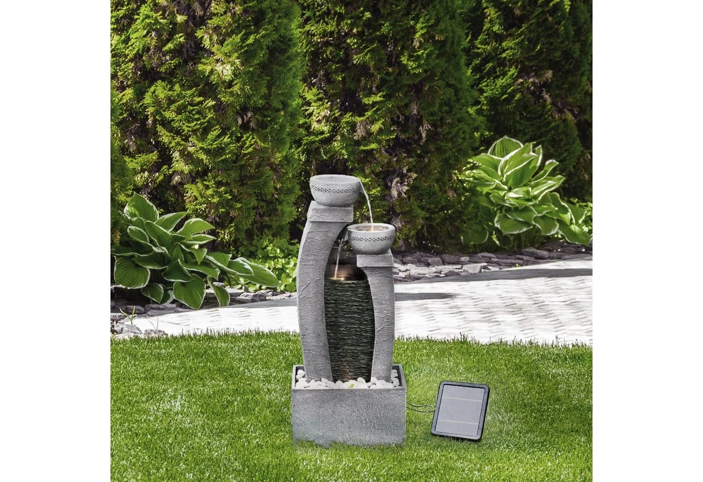 Teamson Home Gartenbrunnen Solarbrunnen 3 Ebenen Polyresin Grau 76 cm - Bild 3