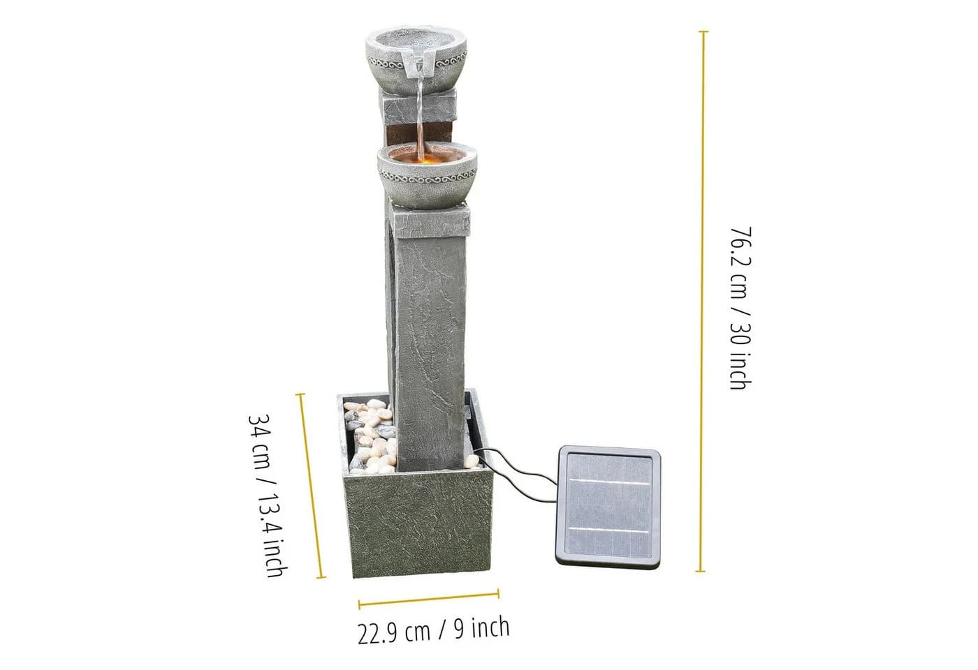 Teamson Home Gartenbrunnen Solarbrunnen 3 Ebenen Polyresin Grau 76 cm - Bild 4