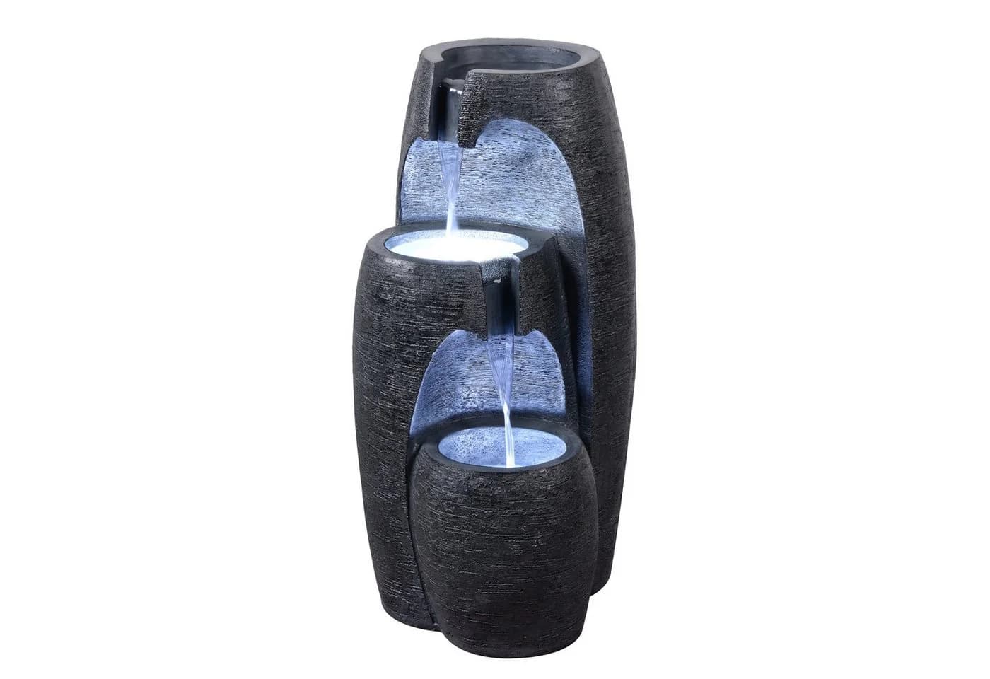 Teamson Home 3-stufiger Gartenbrunnen mit LED Schwarz Polyresin - Bild 2