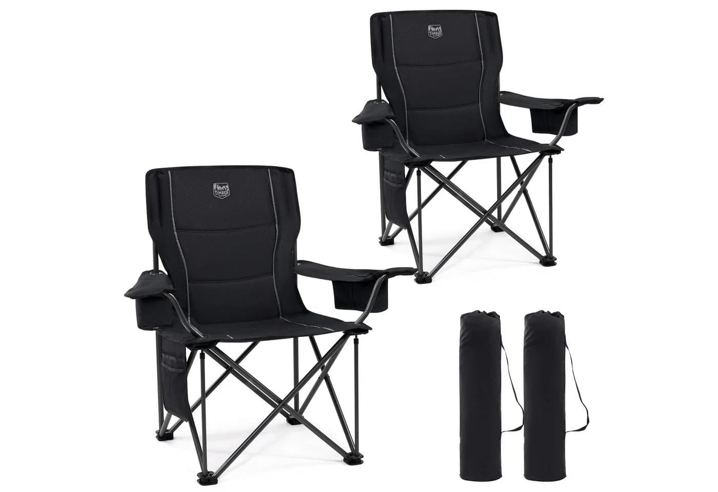 TIMBER RIDGE Campingstuhl Faltbarer Stuhl 200kg Belastbar, 600D Polyester, Höhenverstellbare Armlehnen - Bild 2