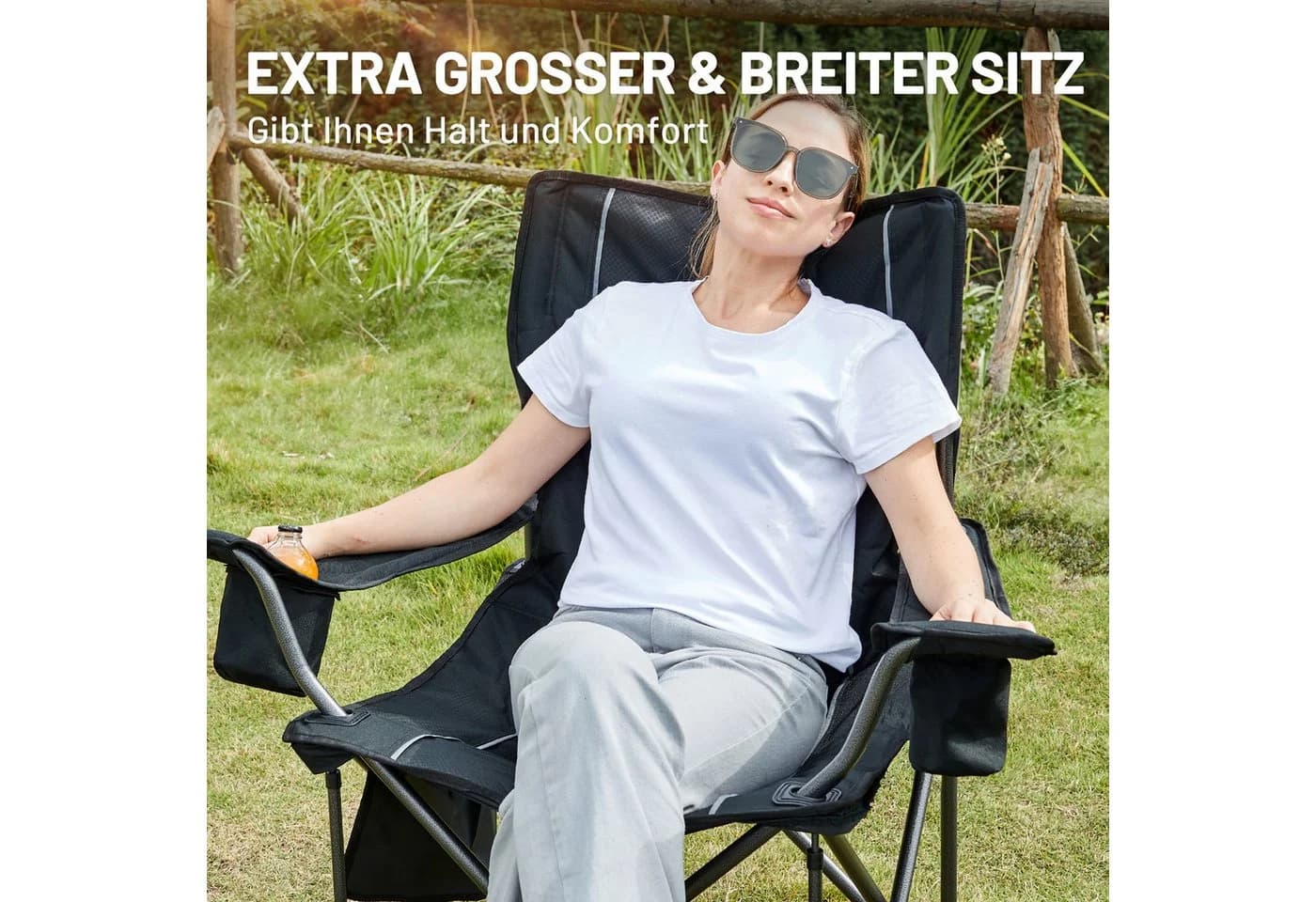 TIMBER RIDGE Campingstuhl Faltbarer Stuhl 200kg Belastbar, 600D Polyester, Höhenverstellbare Armlehnen - Bild 4