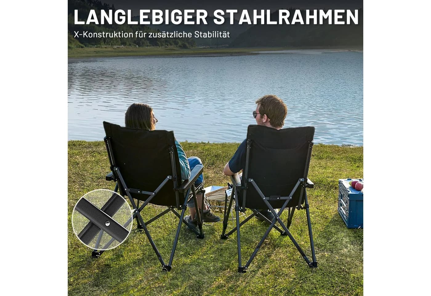 TIMBER RIDGE Campingstuhl Klappstuhl 260 kg belastbar mit Tragetasche - Bild 4