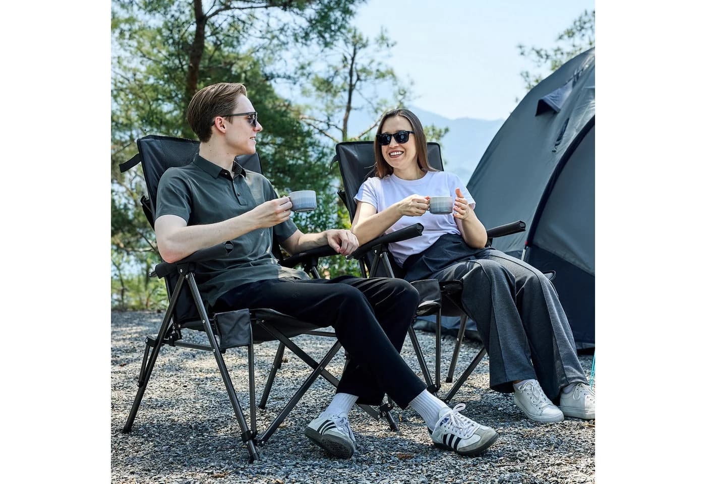 TIMBER RIDGE Campingstuhl Faltbar 150kg Belastbar Schwarz