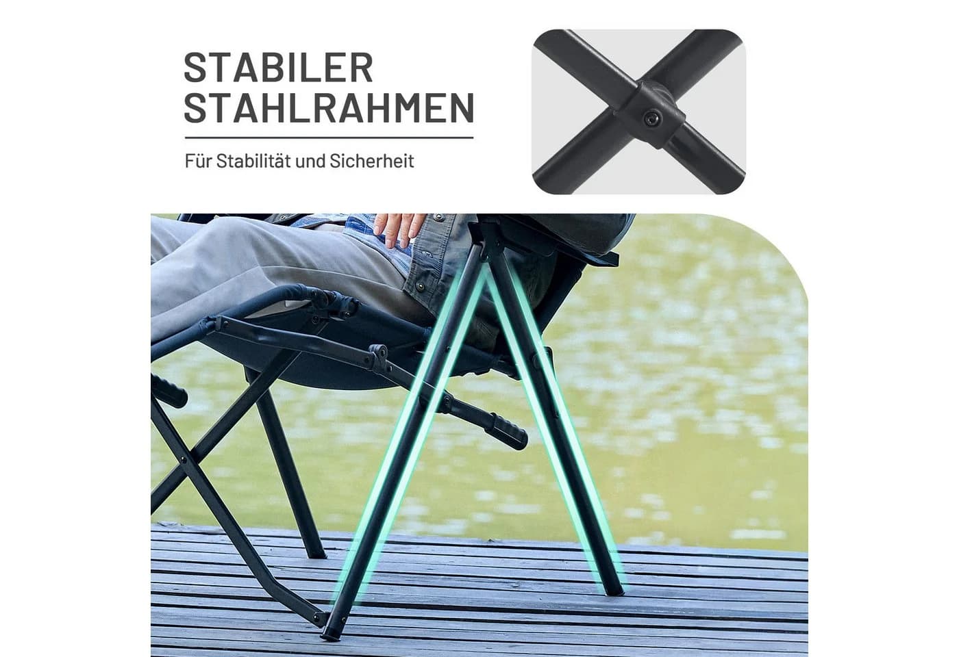 TIMBER RIDGE Campingstuhl Grau Klappbar Mit Fußstütze - Bild 5