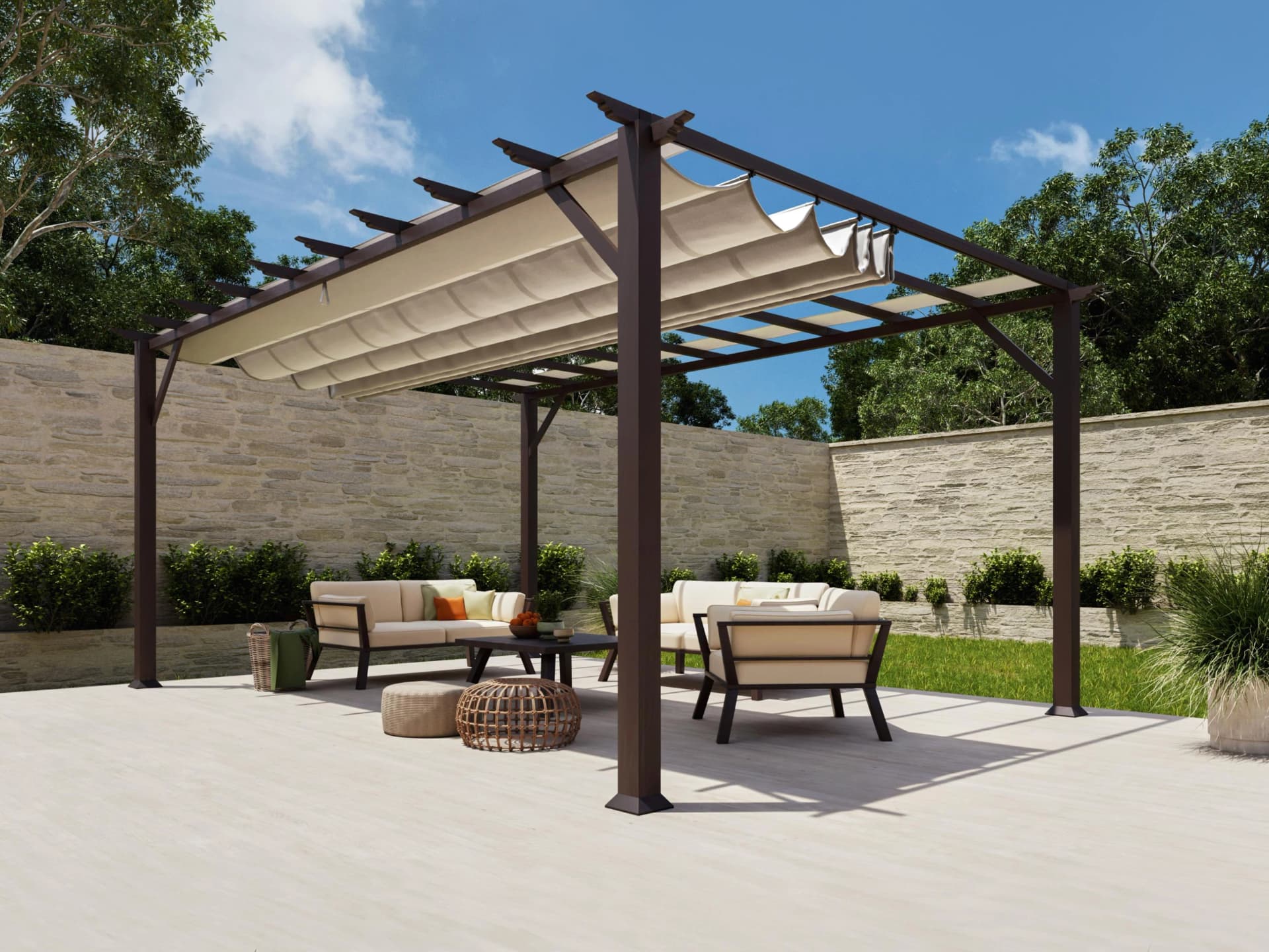 Pergola PARAGON Florenz Dunkelbraun Aluminium 505x350x236 cm - Bild 2
