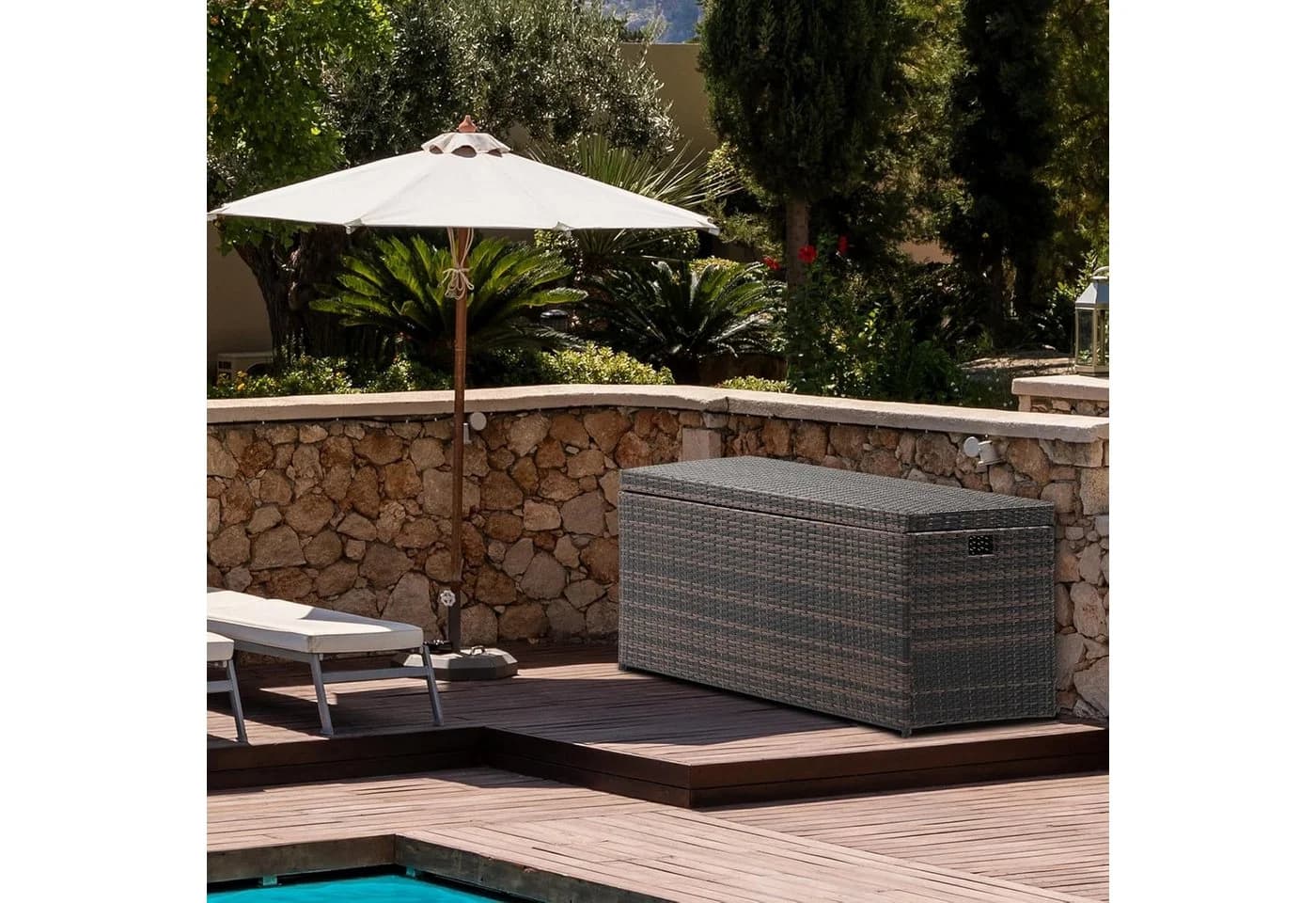 LALAHO Gartenbox Wasserdicht 500L Braun PE-Rattan - Bild 4