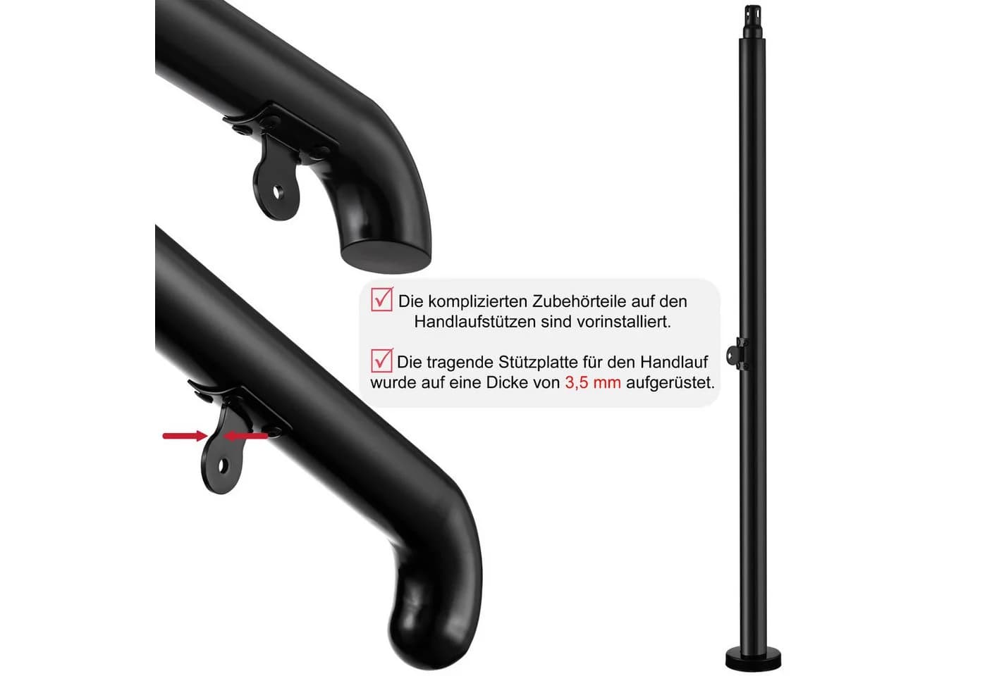 AICA Treppengeländer Edelstahl verstellbar 108 cm Länge - Bild 4