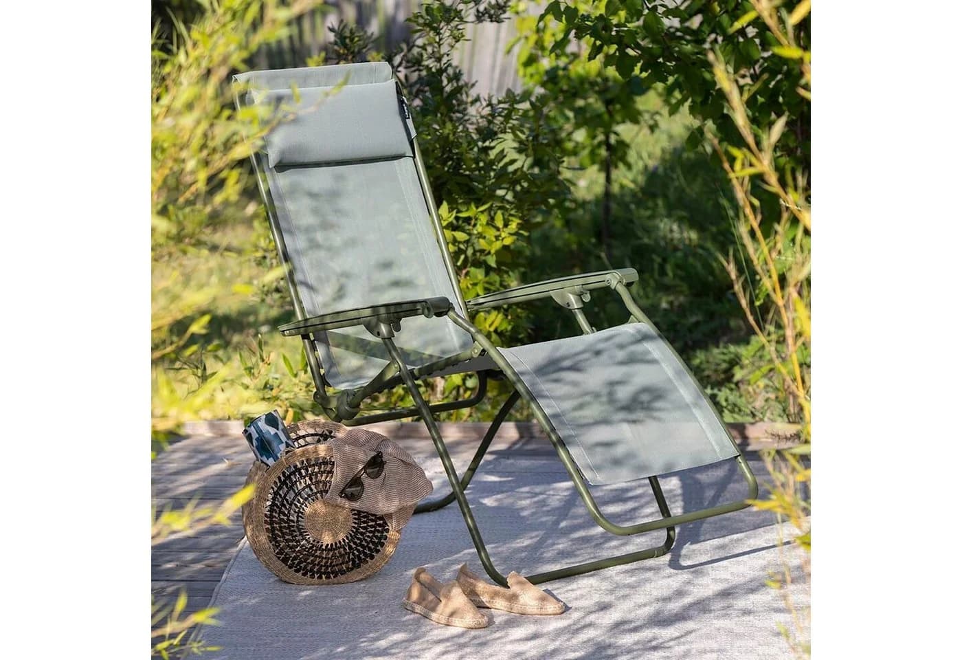 Lafuma Gartenliege R CLIP NATURA COLORBLOCK Moosgrün - Bild 3