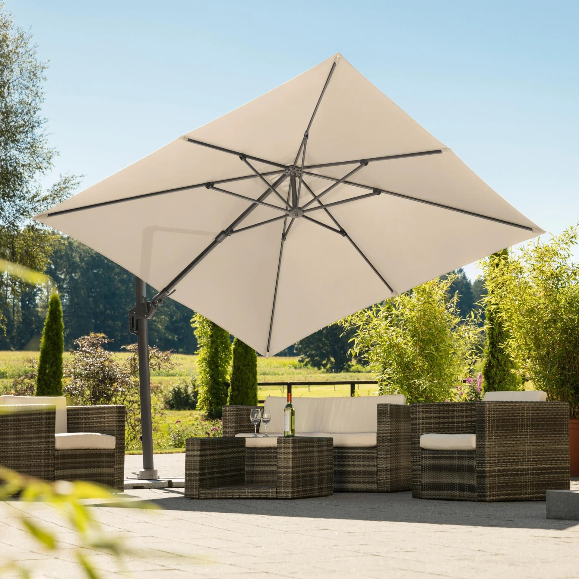 Ampelschirm SCHNEIDER SCHIRME Rhodos Twist Beige Polyester - Bild 2