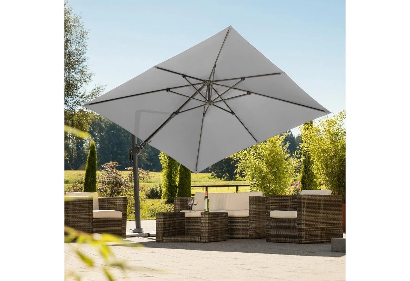 Ampelschirm SCHNEIDER SCHIRME Rhodos Twist Grau Polyester 300 cm - Bild 4