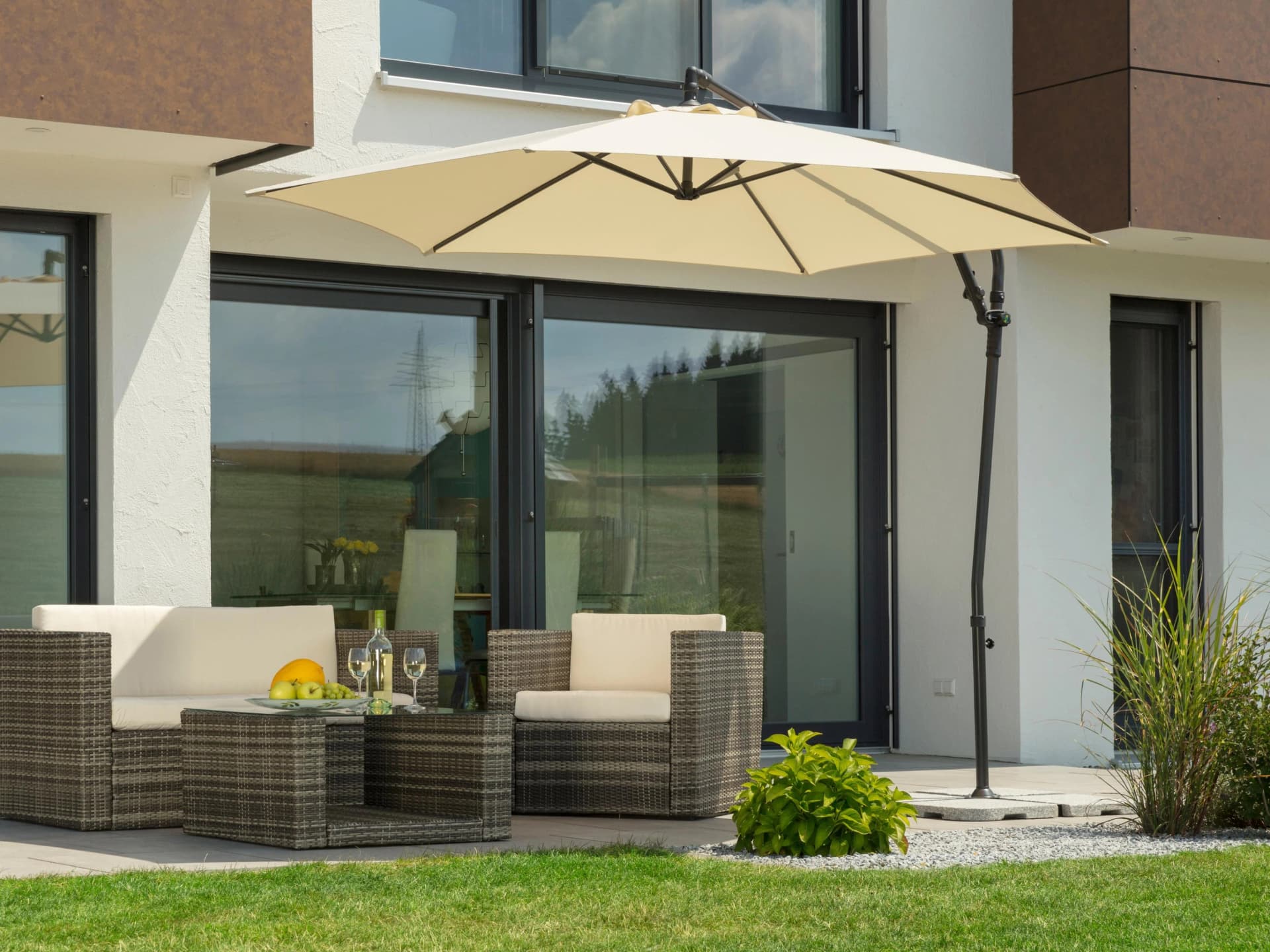 Schneider Schirme Ampelschirm Genua Beige 300 cm mit Ständer