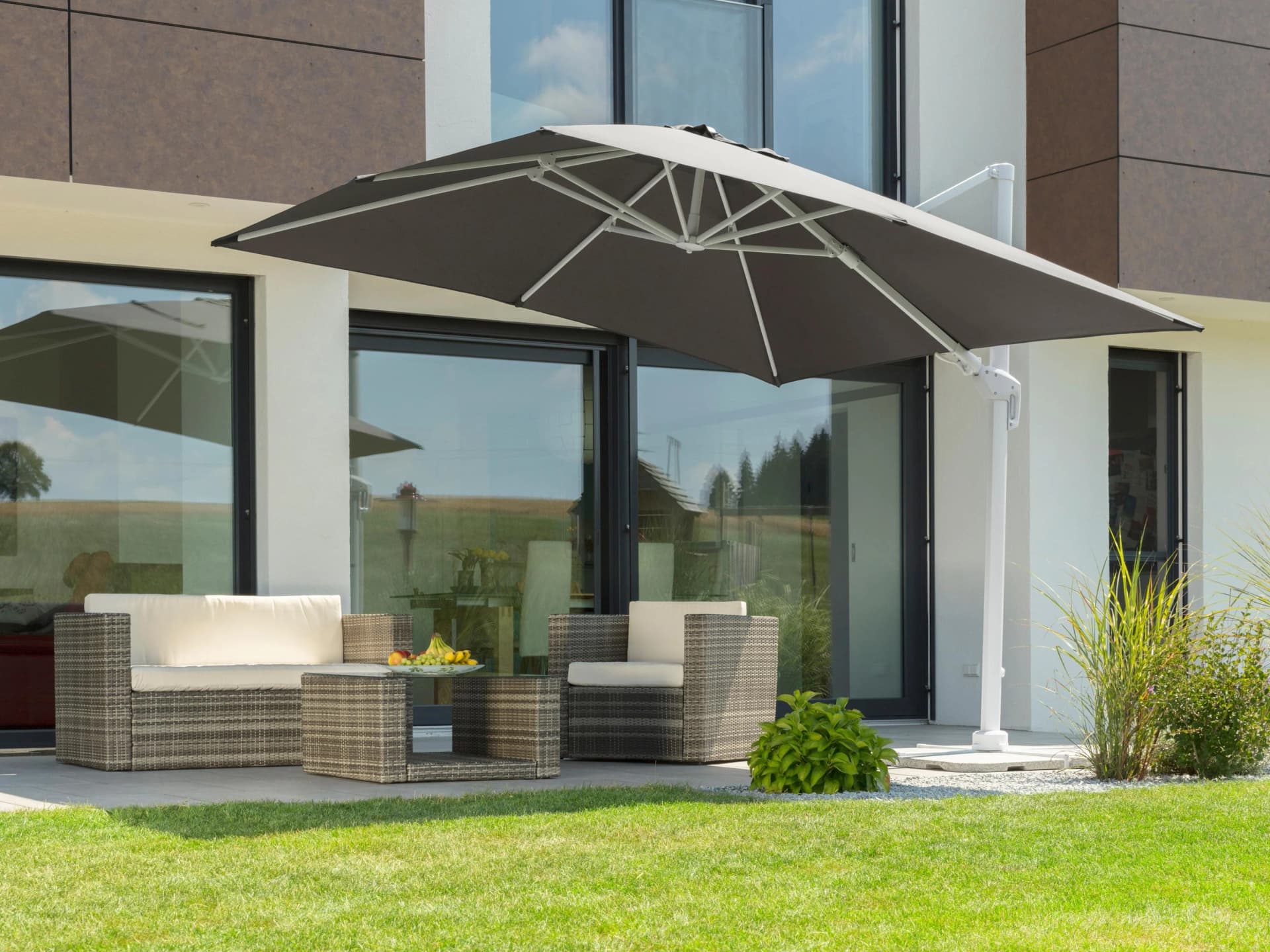 Ampelschirm Schneider Schirme Rhodos Twist Bianco Grau Polyester 300 cm