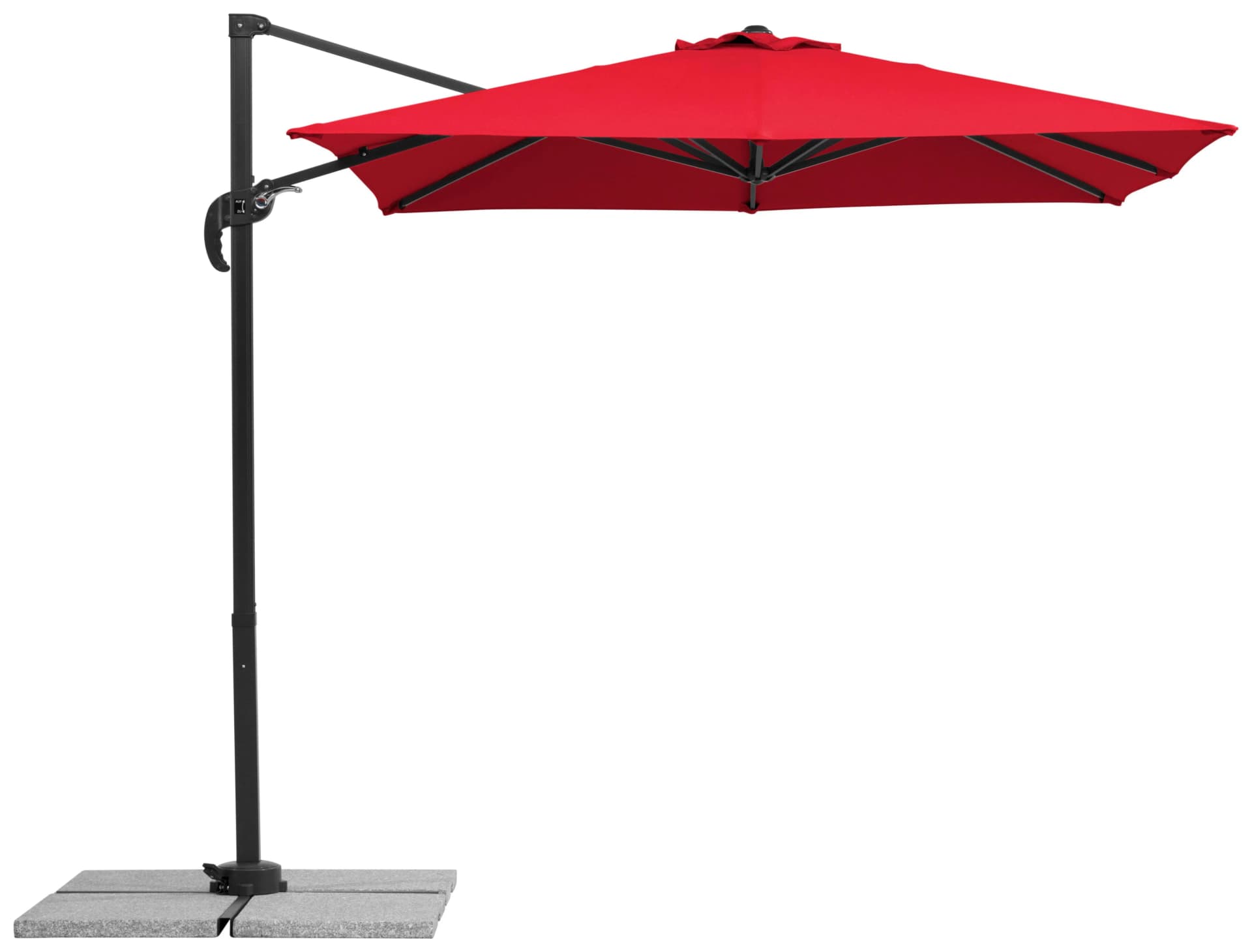 Ampelschirm aus Aluminium und Polyester, rot, quadratisch