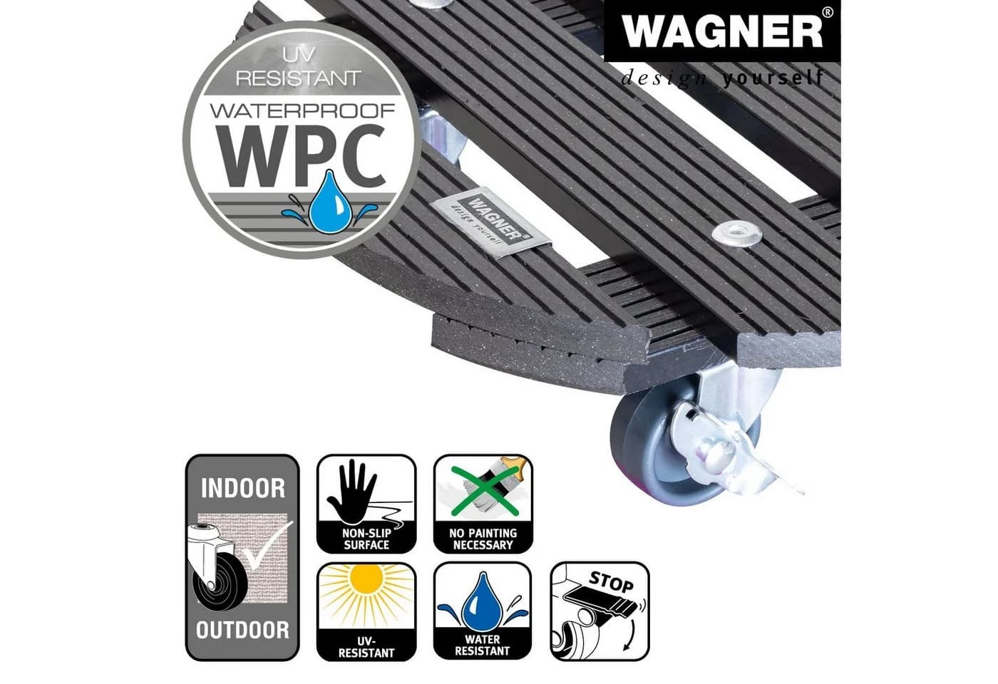 Wagner Pflanzenroller WPC anthrazit 100 kg Tragfähigkeit - Bild 5