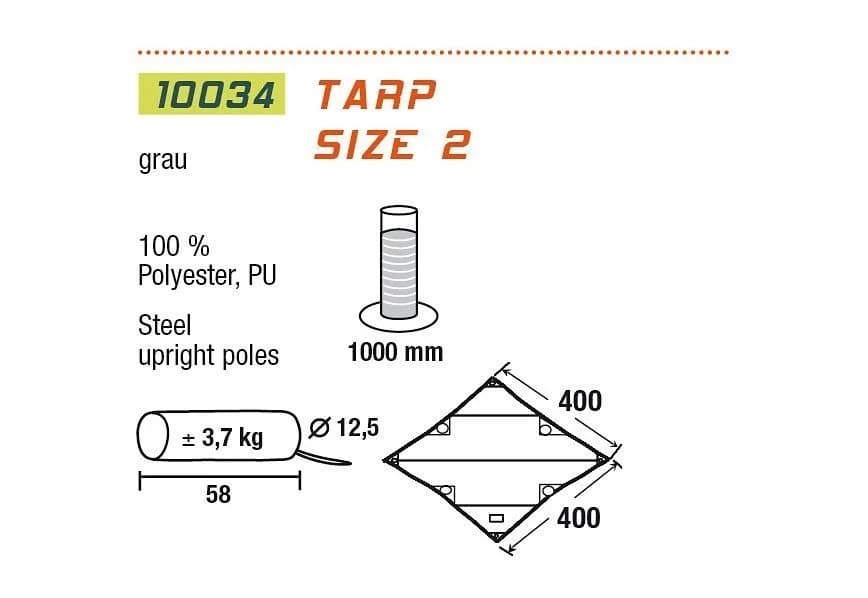 Sonnensegel HIGH PEAK Tarp Grau Polyester - Bild 3