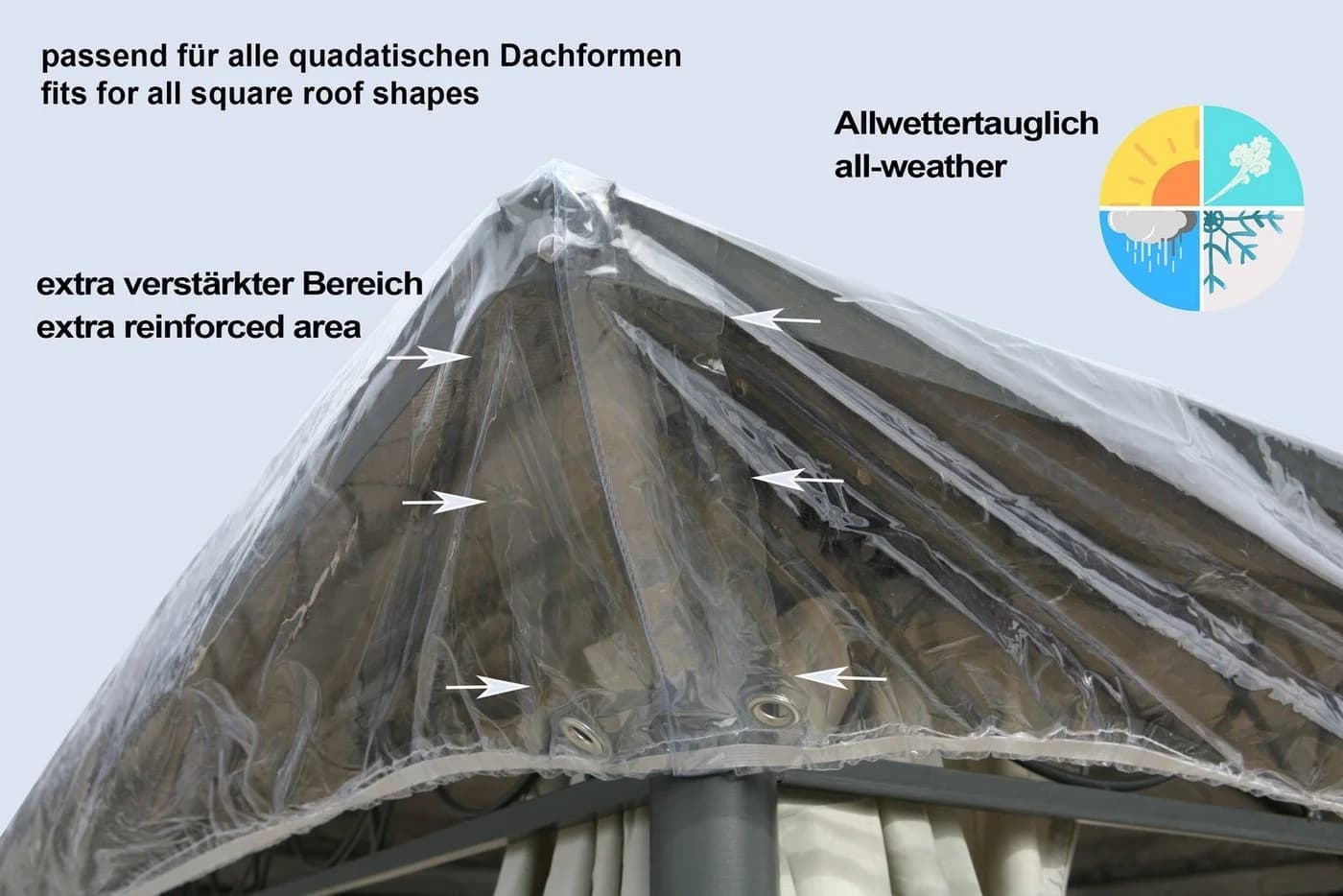 Grasekamp Pavillon Schutzhülle Transparent 3x3m PVC - Bild 3
