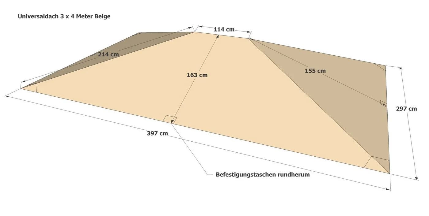 Grasekamp Ersatzdach Beige für Antik- und Klassikpavillon 3x4m