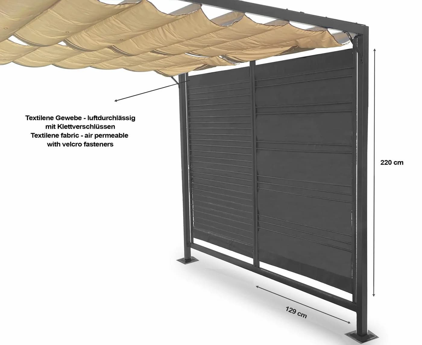 Grasekamp Pavillon Seitenwandset Grau Textilene