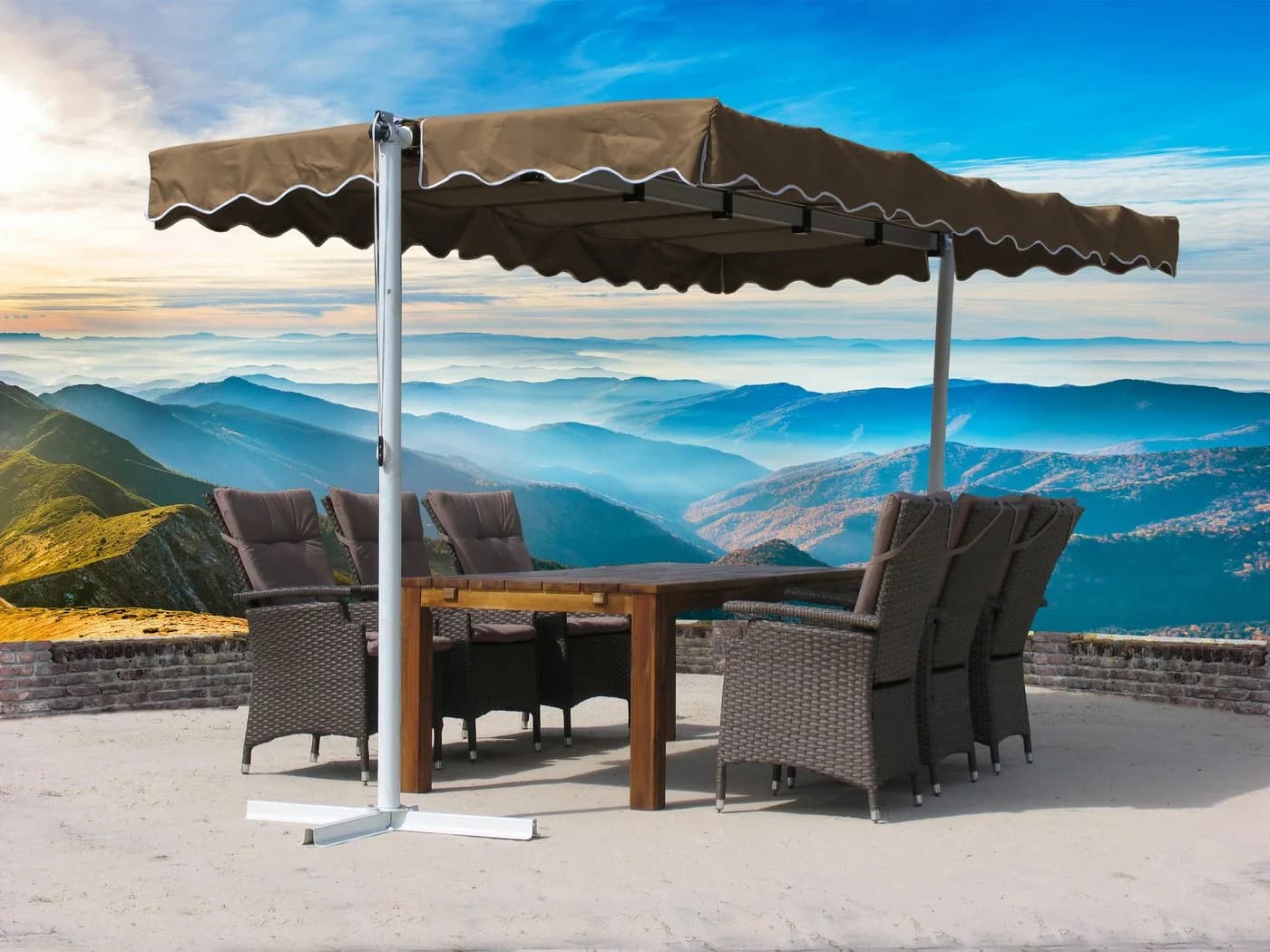 Grasekamp Standmarkise Dubai Taupe Aluminium