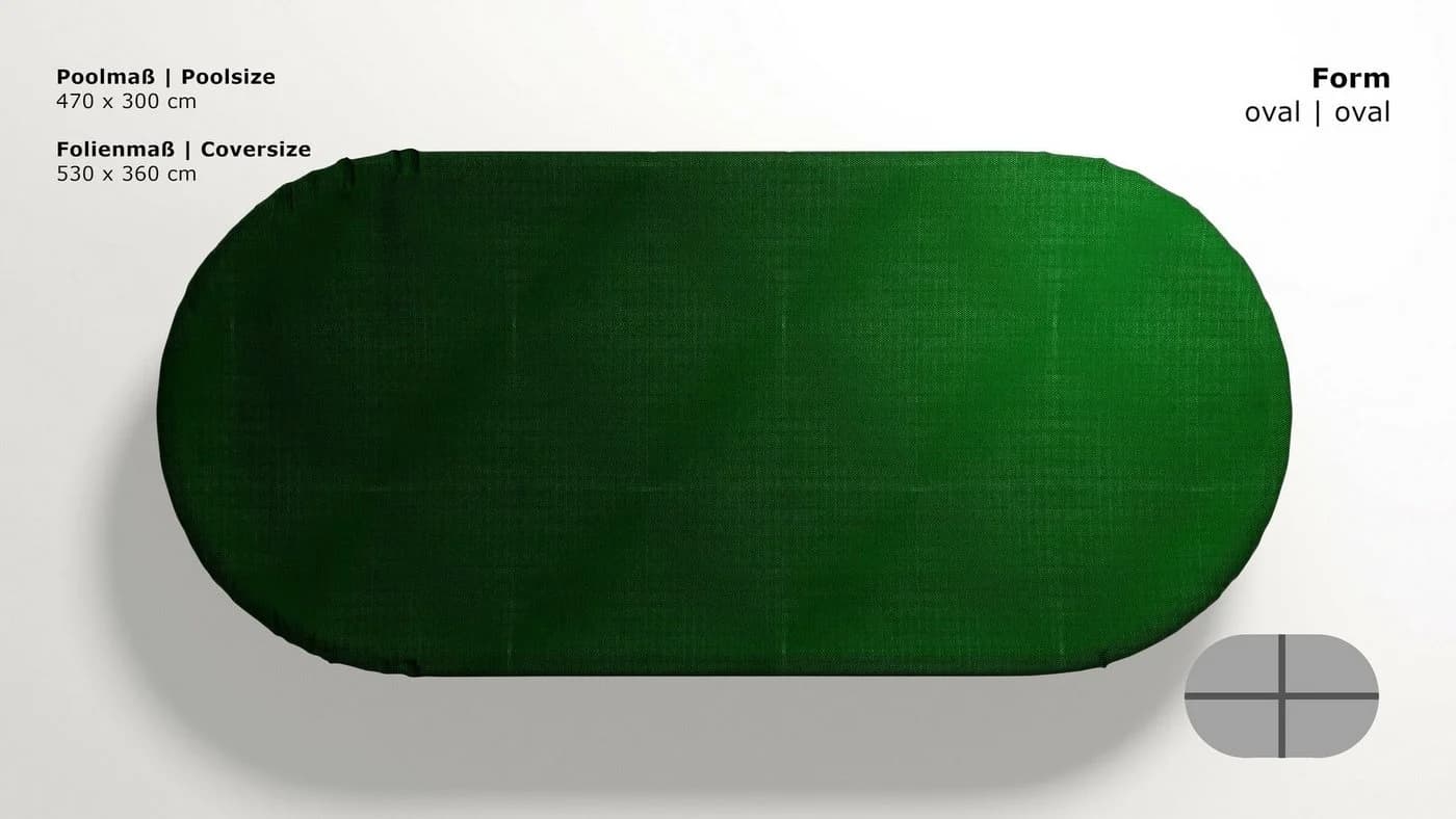 Grasekamp Pool-Abdeckplane Oval Grün/Schwarz