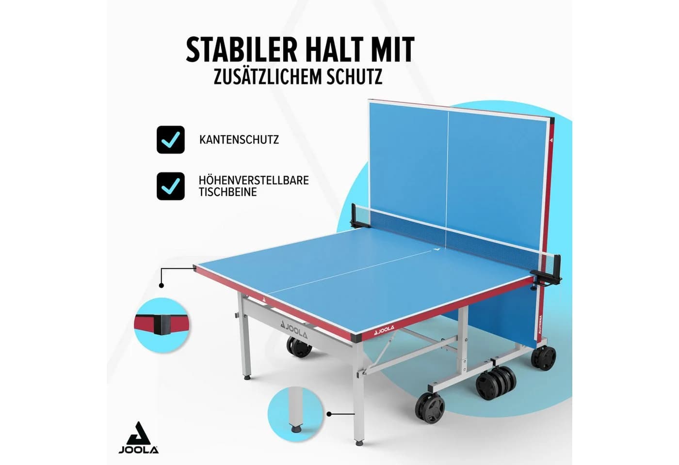 JOOLA Tischtennisplatte Aluterna Outdoor 6mm Aluminium Blau Wetterfest - Bild 5