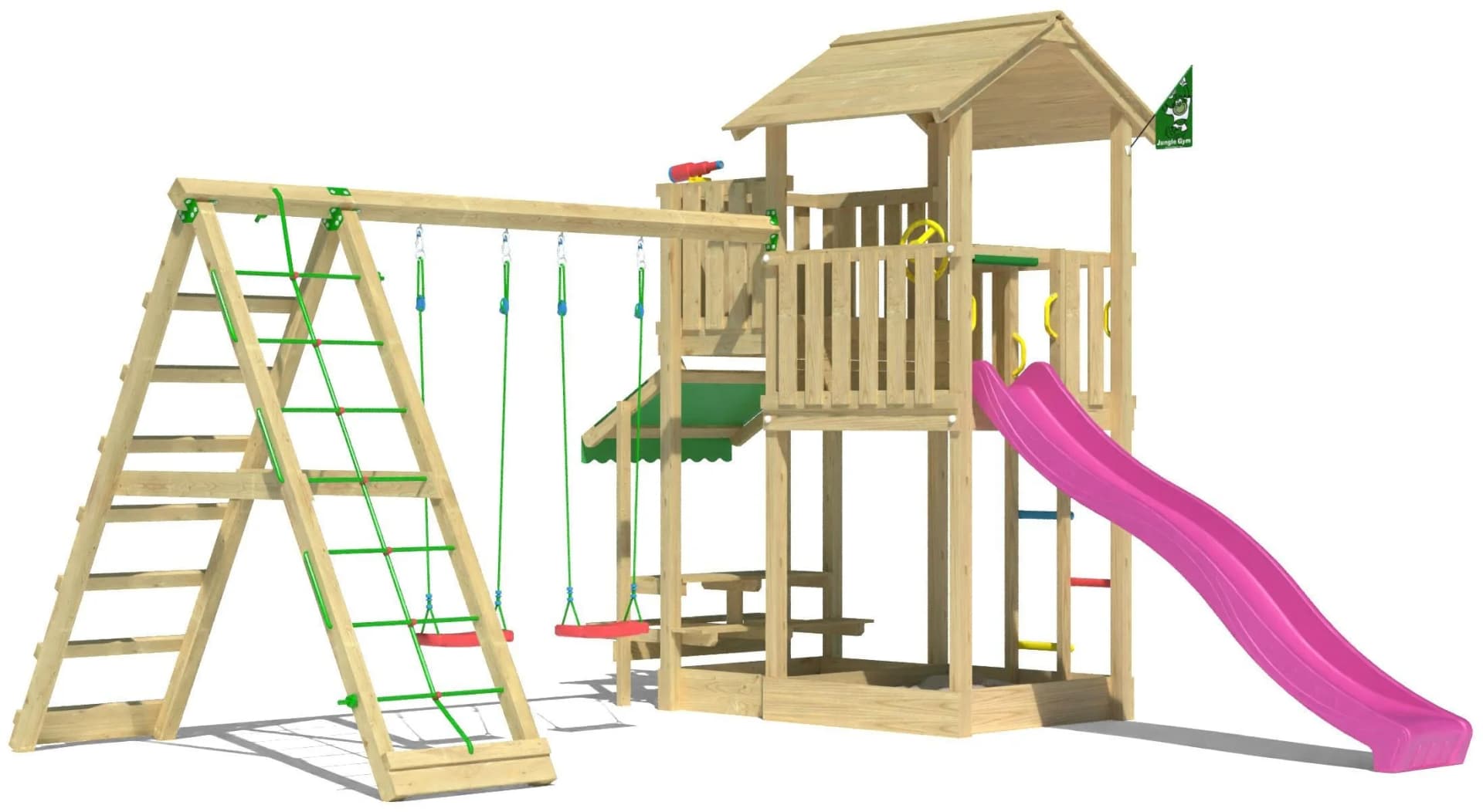 JUNGLE GYM Veranda Spielturm Pink - Holzspielanlage