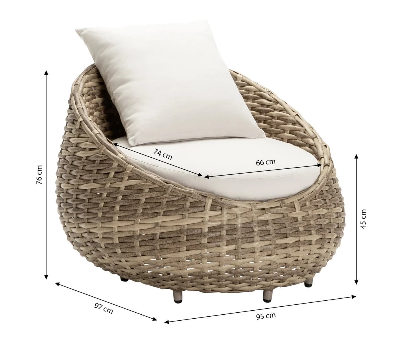 Dehner Gartenstuhl Geflechtsessel Tulum Modern Braun - Bild 5