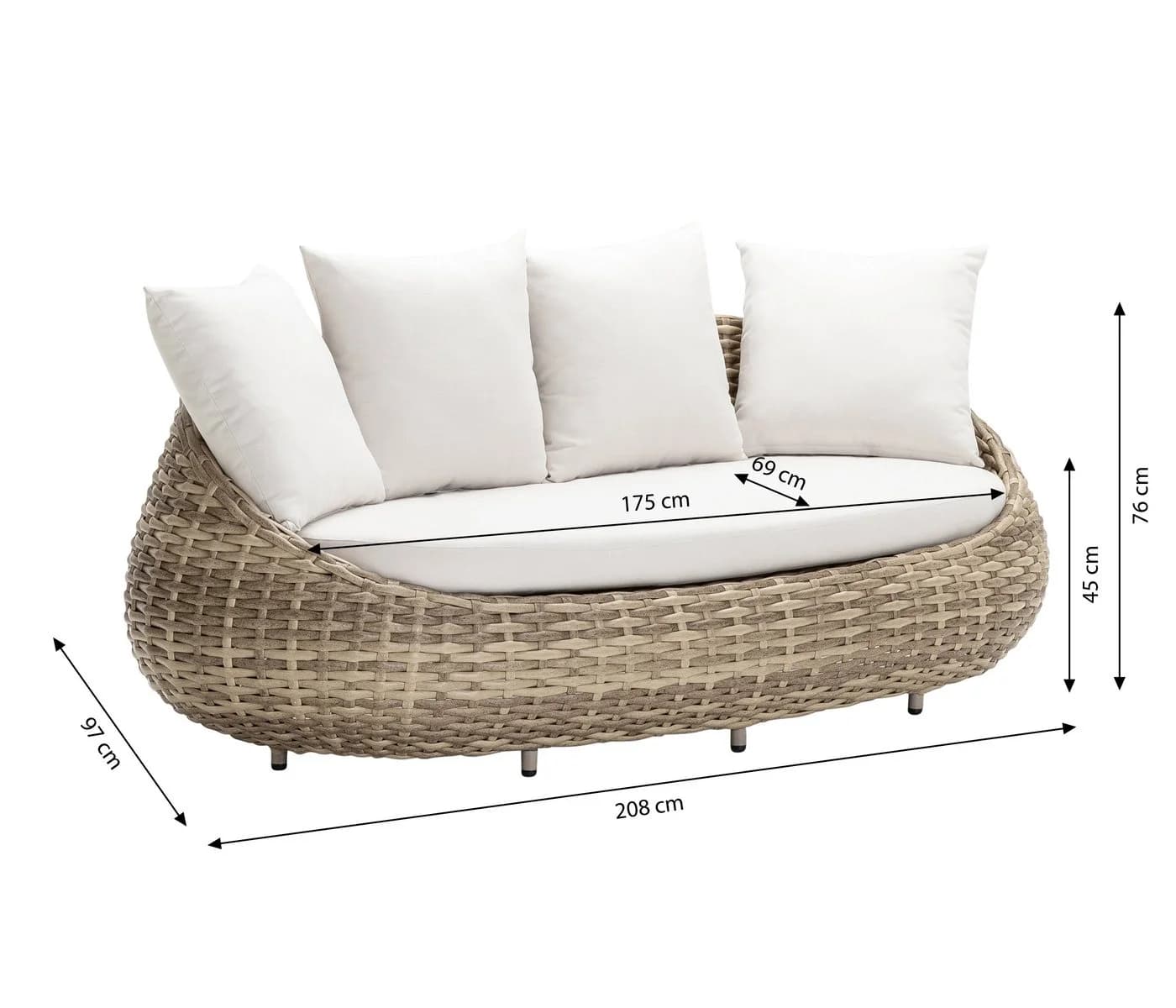 Dehner Gartenlounge-Set Sofa Tulum 3-Sitzer Modern Braun - Bild 5