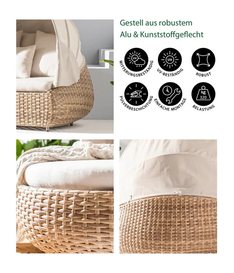 Dehner Daybed Tulum Gartenlounge-Set mit Faltdach - Bild 3