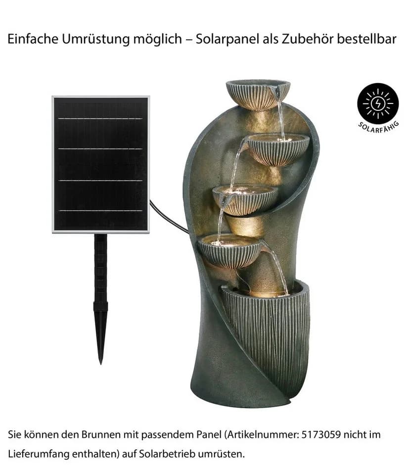 Dehner Gartenbrunnen Atlas Grau mit LED-Beleuchtung