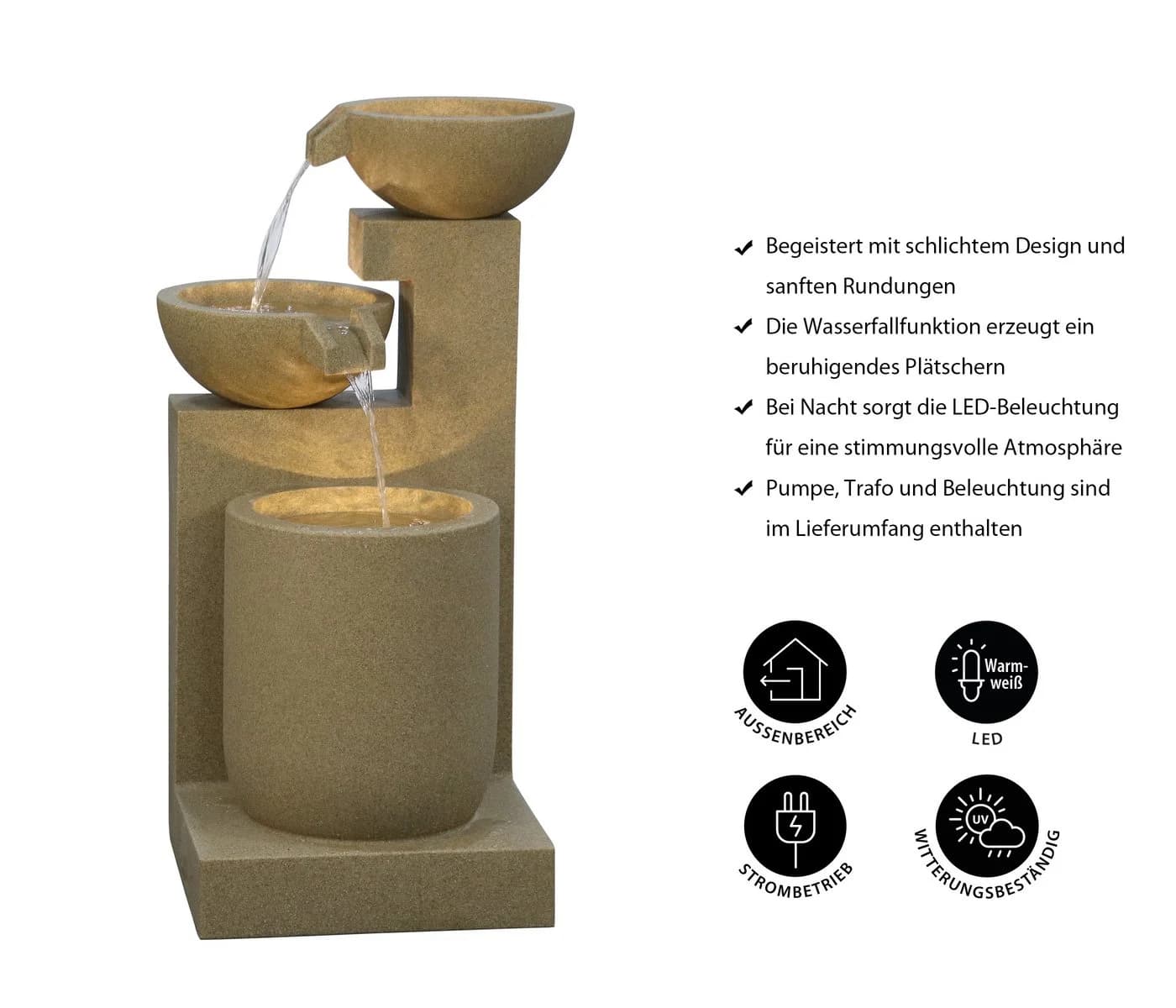 Dehner Gartenbrunnen Samson mit LED-Beleuchtung Polyresin Braun - Bild 3