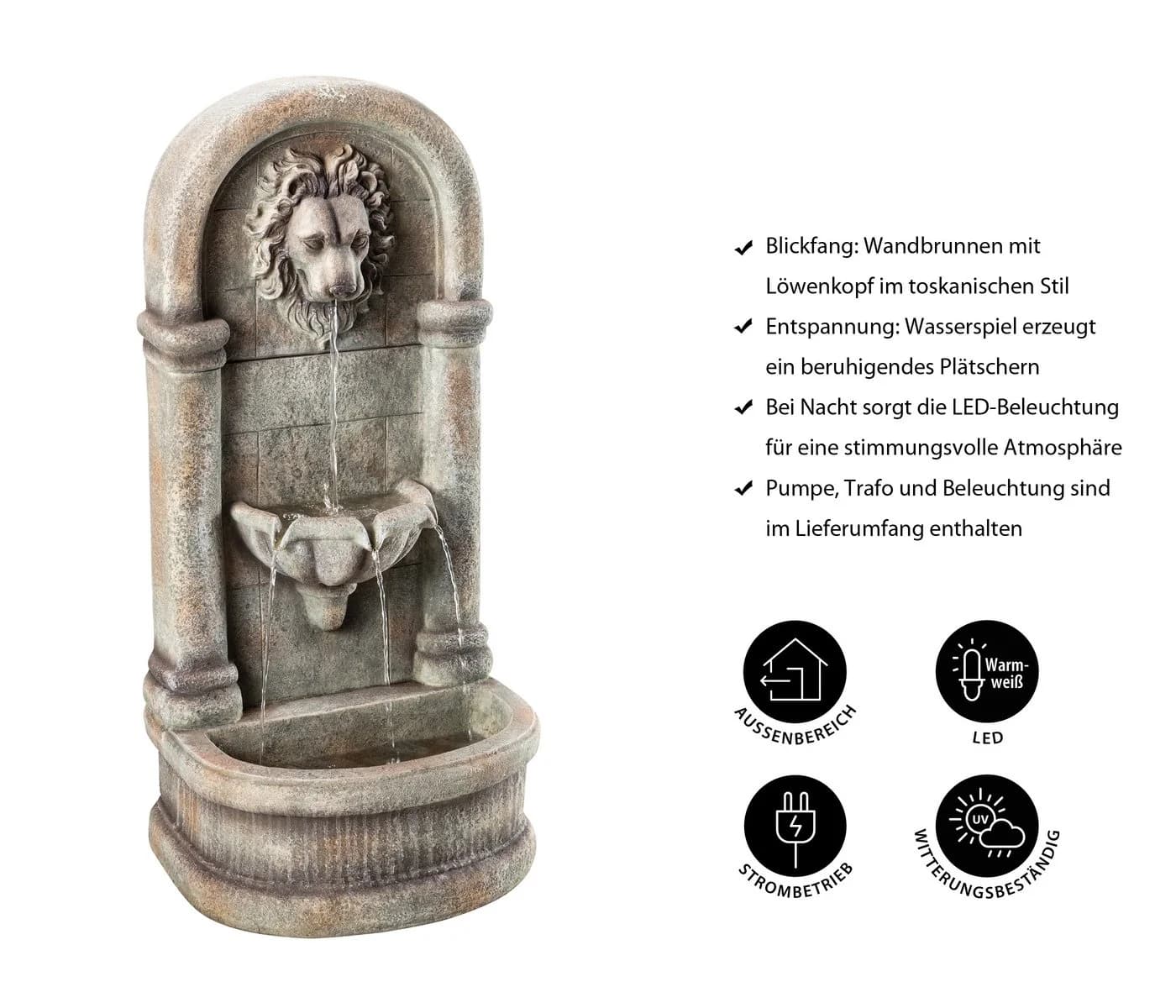 Dehner Gartenbrunnen Faro mit LED-Beleuchtung Grau - Bild 4
