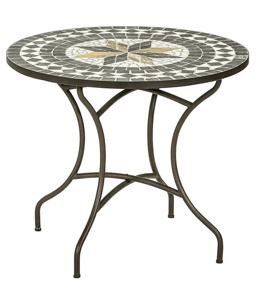 Dehner Gartentisch Mosaiktisch Diana Stahl Stein Braun Grau Weiss - Bild 2