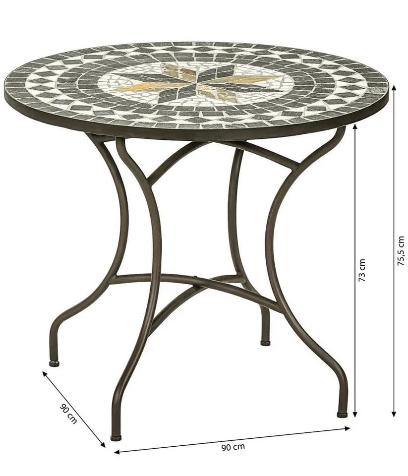 Dehner Gartentisch Mosaiktisch Diana Stahl Stein Braun Grau Weiss - Bild 4