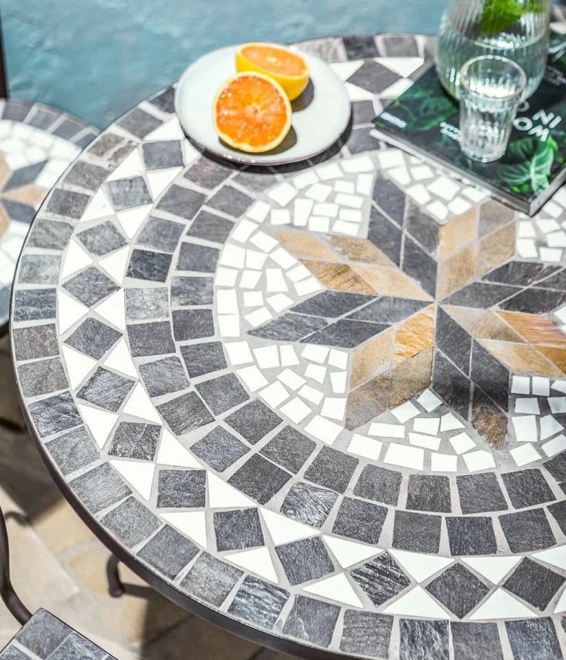 Dehner Gartentisch Mosaiktisch Diana Stahl Stein Braun Grau Weiss - Bild 5